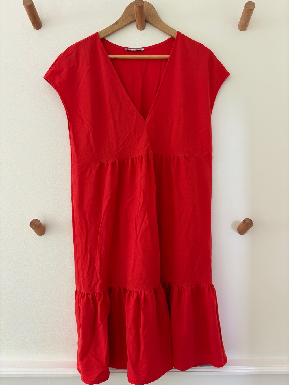 ZARA Tiered Coral Midi Dress | Sz Small